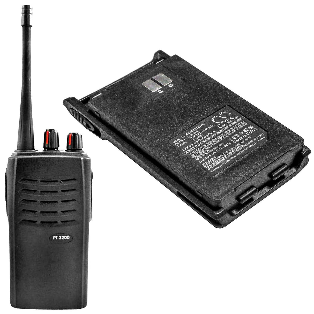 7.4V, Li-ion, 950mAh, Two-Way Radio battery fits Kirisun, Kb-32a, Pt-3200, 7.03Wh Two-Way Radio Cameron Sino Technology Limited