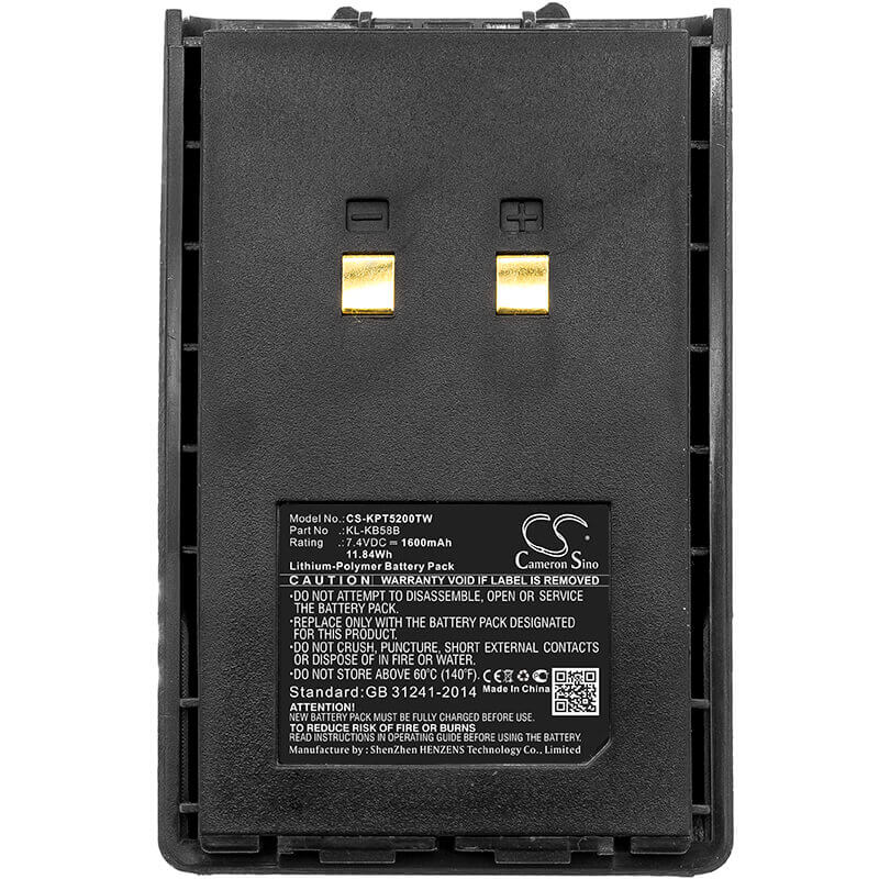 7.4V, Li-Polymer, 1600mAh, Two-Way Radio battery fits Kirisun, Kb-42a, Pt4200, Pt-4200, 11.84Wh Two-Way Radio Cameron Sino Technology Limited