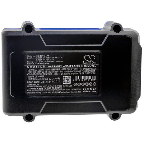 24.0V, Li-ion, 3000mAh, Power Tools battery fits Kobalt, Kb124-03, 856455, 1518740, 72Wh Power Tools Cameron Sino Technology Limited (Power Tools)