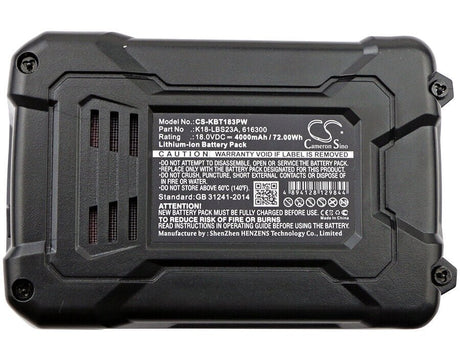 18.0V, Li-ion, 4000mAh, Power Tools battery fits Kobalt, 616300, K18ld-26a, 72Wh Power Tools Cameron Sino Technology Limited (Power Tools)