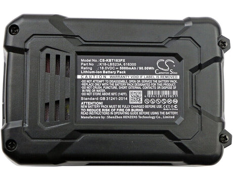 18.0V, Li-ion, 5000mAh, Power Tools battery fits Kobalt, 616300, K18ld-26a, 90Wh Power Tools Cameron Sino Technology Limited (Power Tools)