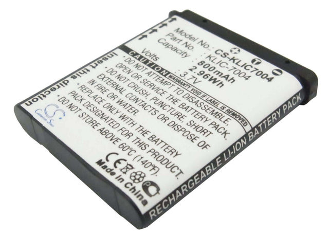 3.7V, Li-ion, 800mAh, Camera battery fits Kodak, Klic-7004, Easyshare M1033, Easyshare M1093 Is, 2.96Wh Camera Cameron Sino Technology Limited (Camera)