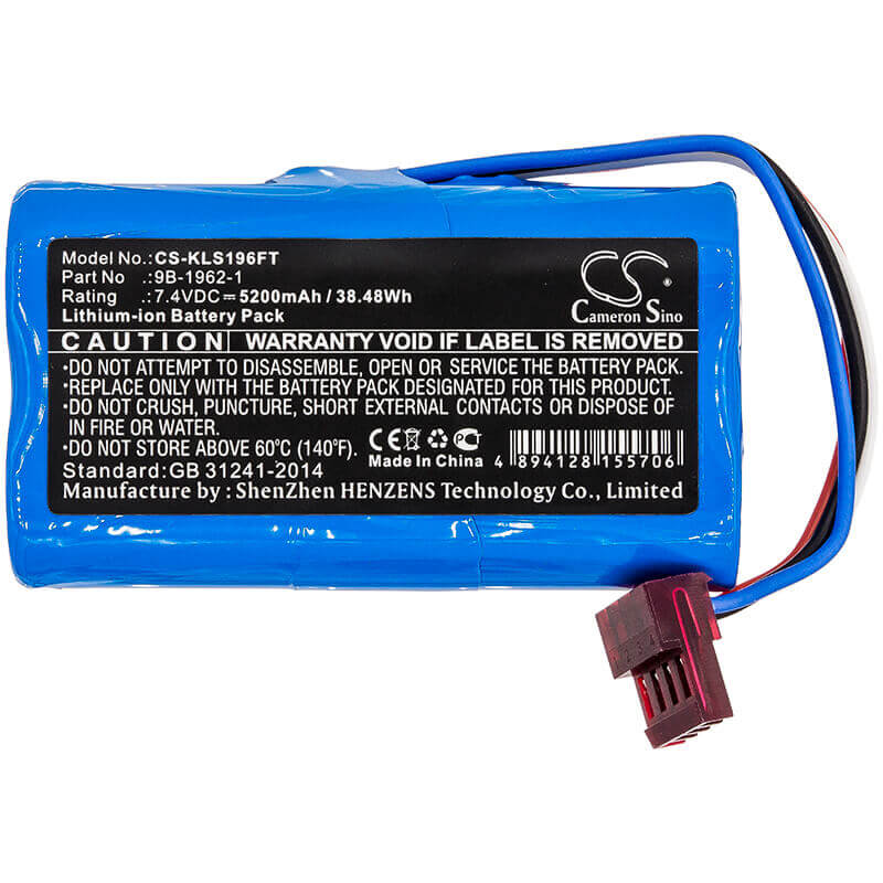 7.4V, Li-ion, 5200mAh, Flashlight battery fits Koehler, 9b-1962-1, 7610, 7611, 38.48Wh Flashlight Cameron Sino Technology Limited