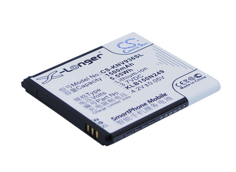 3.7V, Li-ion, 1500mAh, SmartPhone battery fits Konka, Klb150n249, E5838, E830, 5.55Wh Mobile, SmartPhone Cameron Sino Technology Limited (Suspended)