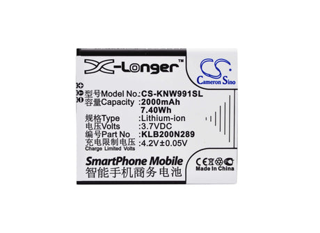 3.7V, Li-ion, 2000mAh, SmartPhone battery fits Meu, Avvio, Brondi, Konka, Modelo, Polytron, Klb200n289, 792, 7.4Wh Mobile, SmartPhone Cameron Sino Technology Limited (Smartphone)