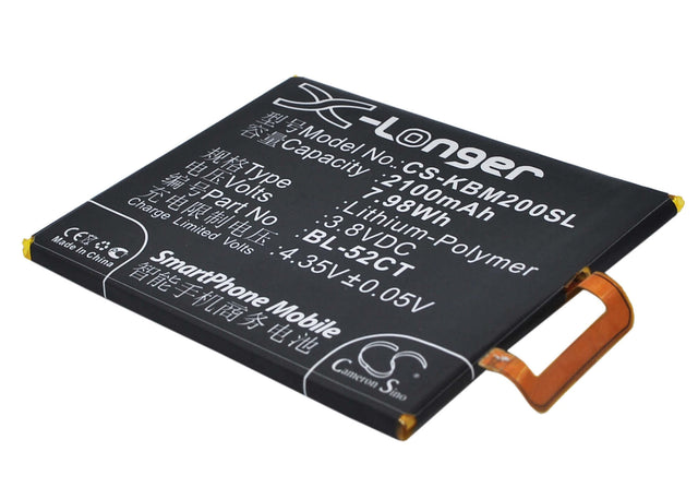 3.8V, Li-Polymer, 2100mAh, SmartPhone battery fits Koobee, Bl-52ct, M2, 7.98Wh Mobile, SmartPhone Cameron Sino Technology Limited (Suspended)