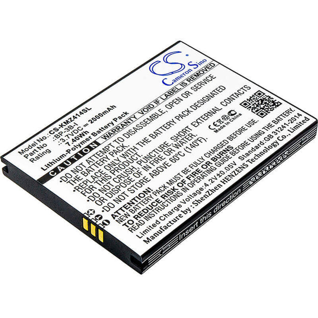 3.7V, Li-Polymer, 2000mAh, SmartPhone battery fits Kruger&matz, Bp-3b-i, Drive, Drive 2, 7.4Wh Mobile, SmartPhone Cameron Sino Technology Limited (Suspended)