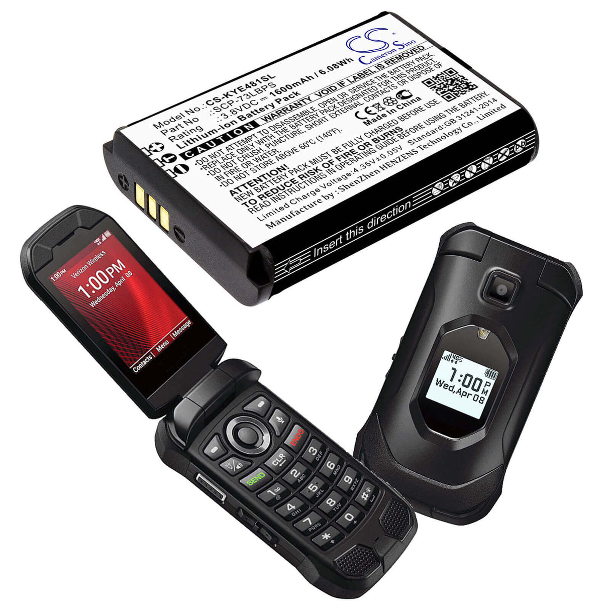 3.8V, Li-ion, 1600mAh, SmartPhone battery fits Kyocera, Scp-73lbps, Duraxa Equip, Duraxe Epic, 6.08Wh Mobile, SmartPhone Cameron Sino Technology Limited (Smartphone)