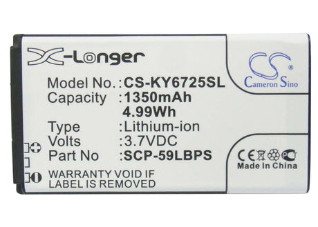 3.7V, Li-ion, 1350mAh, SmartPhone battery fits Kyocera, Scp-59lbps, C6725, C6730, 5Wh Mobile, SmartPhone Cameron Sino Technology Limited (Smartphone)