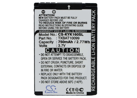 3.7V, Li-ion, 750mAh, SmartPhone battery fits Kyocera, Txbat10099, Candid Kx16, Dorado Kx12, 2.78Wh Mobile, SmartPhone Cameron Sino Technology Limited (Smartphone)