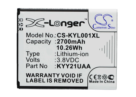 3.8V, Li-ion, 2700mAh, SmartPhone battery fits Kyocera, Kyy21uaa, Urbano L01, 10.26Wh Mobile, SmartPhone Cameron Sino Technology Limited (Suspended)