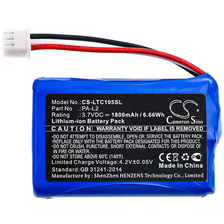 3.7V, Li-ion, 1800mAh, Equipment battery fits Labotect, Pa-l2, InControl 1050, 6.66Wh Equipment, Survey, Test Cameron Sino Technology Limited