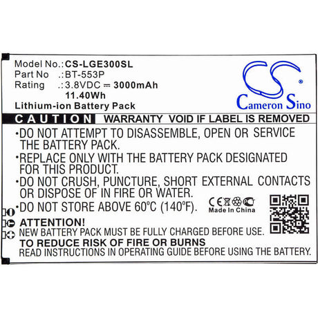 3.8V, Li-ion, 3000mAh, SmartPhone battery fits Leagoo, Bt-553p, Elite 3, 11.4Wh Mobile, SmartPhone Cameron Sino Technology Limited (Smartphone)