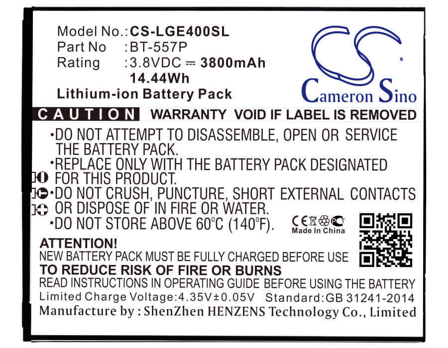 3.8V, Li-ion, 3800mAh, SmartPhone battery fits Leagoo, Bt-557p, Elite 5, 14.44Wh Mobile, SmartPhone Cameron Sino Technology Limited (Smartphone)