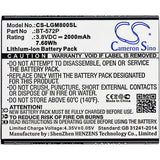 3.8V, Li-ion, 2000mAh, SmartPhone battery fits Leagoo, Bt-572p, M5 Max, M8, 7.6Wh Mobile, SmartPhone Cameron Sino Technology Limited (Smartphone)