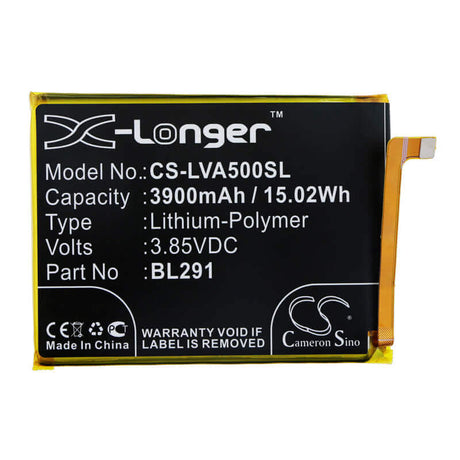 3.85V, Li-Polymer, 3900mAh, SmartPhone battery fits Lenovo, Bl291, A5, L18021, 15.02Wh Mobile, SmartPhone Cameron Sino Technology Limited (Smartphone)