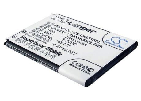 3.7V, Li-ion, 1000mAh, SmartPhone battery fits Lenovo, Bl177, A518, 3.7Wh Mobile, SmartPhone Cameron Sino Technology Limited (Smartphone)