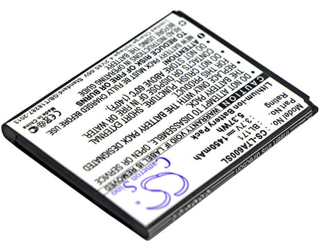 3.7V, Li-ion, 1450mAh, SmartPhone battery fits Lenovo, Bl171, A356, A368, 5.37Wh Mobile, SmartPhone Cameron Sino Technology Limited (Smartphone)
