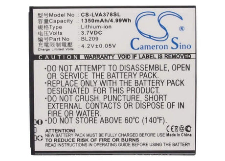 3.7V, Li-ion, 1350mAh, SmartPhone battery fits Lenovo, Bl209, A378, A398t, 5Wh Mobile, SmartPhone Cameron Sino Technology Limited (Smartphone)