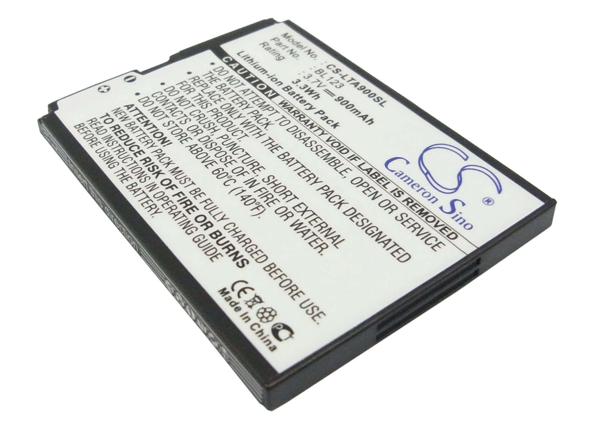 3.7V, Li-ion, 900mAh, SmartPhone battery fits Lenovo, Bl123, A900, 3.33Wh Mobile, SmartPhone Cameron Sino Technology Limited (Smartphone)