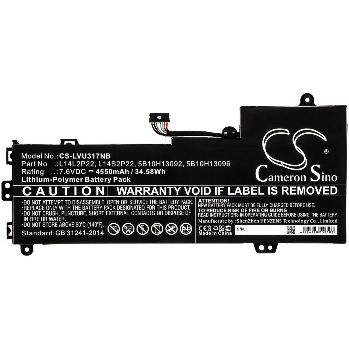 Battery For Lenovo, E31-80, E31-80 80mx0107ge, E31-80-ifi 7.6v, 4550mah - 34.58wh Notebook, Laptop Cameron Sino Technology Limited   