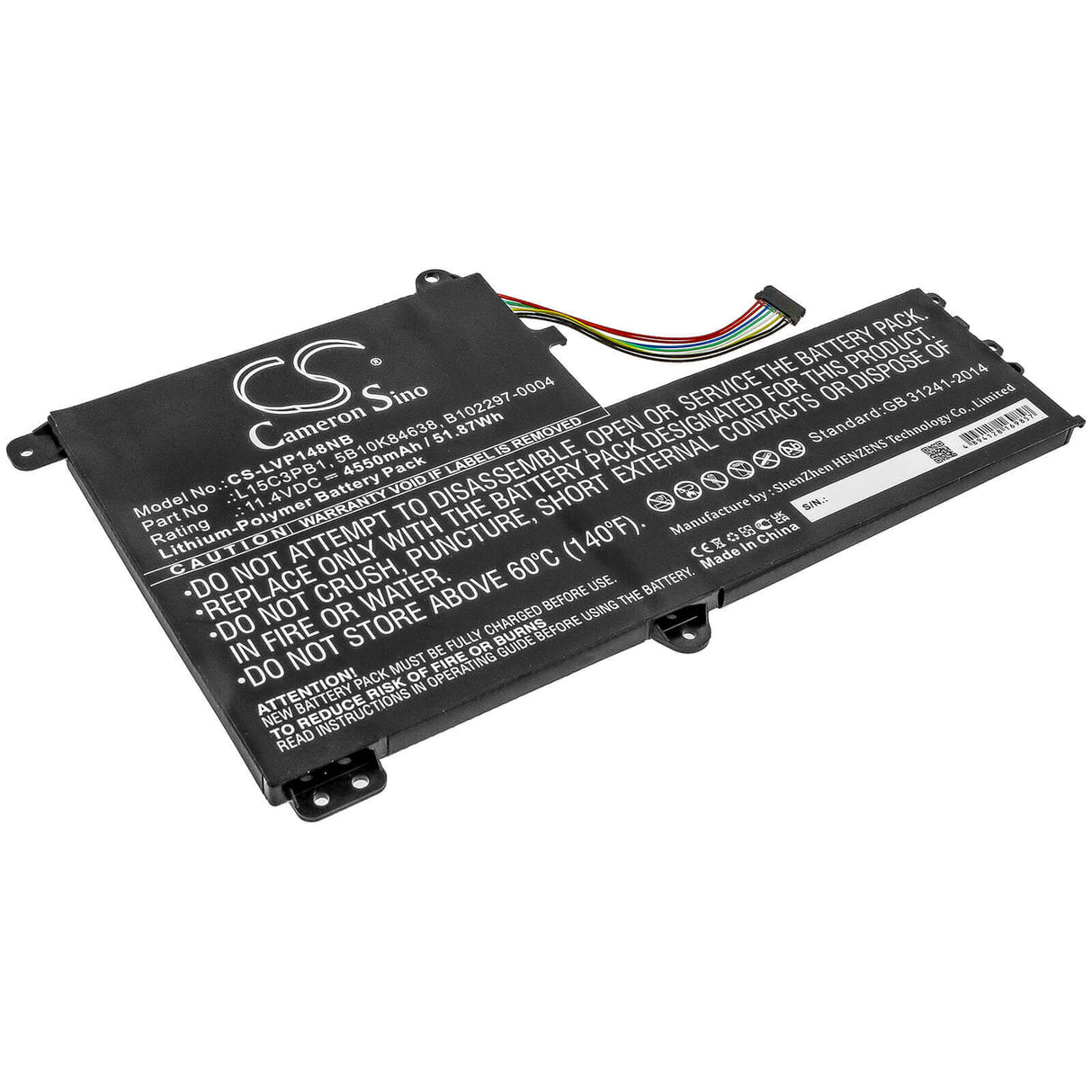 Battery For Lenovo, Flex 4-1480 14", Flex 4-1570, Flex 4-1580 80ve 11.4v, 4550mah - 51.87wh Notebook, Laptop Cameron Sino Technology Limited   