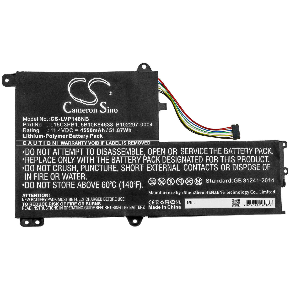 Battery For Lenovo, Flex 4-1480 14", Flex 4-1570, Flex 4-1580 80ve 11.4v, 4550mah - 51.87wh Notebook, Laptop Cameron Sino Technology Limited   