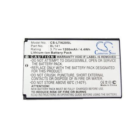 3.7V, Li-ion, 1400mAh, SmartPhone battery fits Lenovo, Bl141, I62, O3, 5.18Wh Mobile, SmartPhone Cameron Sino Technology Limited (Smartphone)