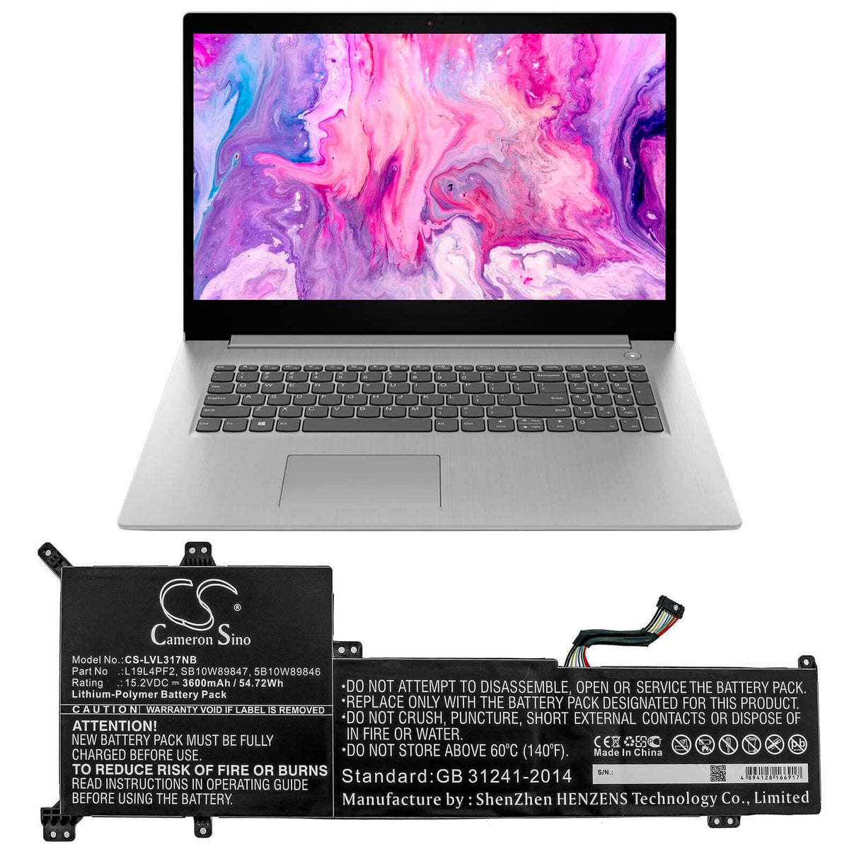 Battery For Lenovo, Ideapad 3-17ada05, Ideapad 3-17are05, Ideapad 3-17iil05 15.2v, 3600mah - 54.72wh Notebook, Laptop Cameron Sino Technology Limited   