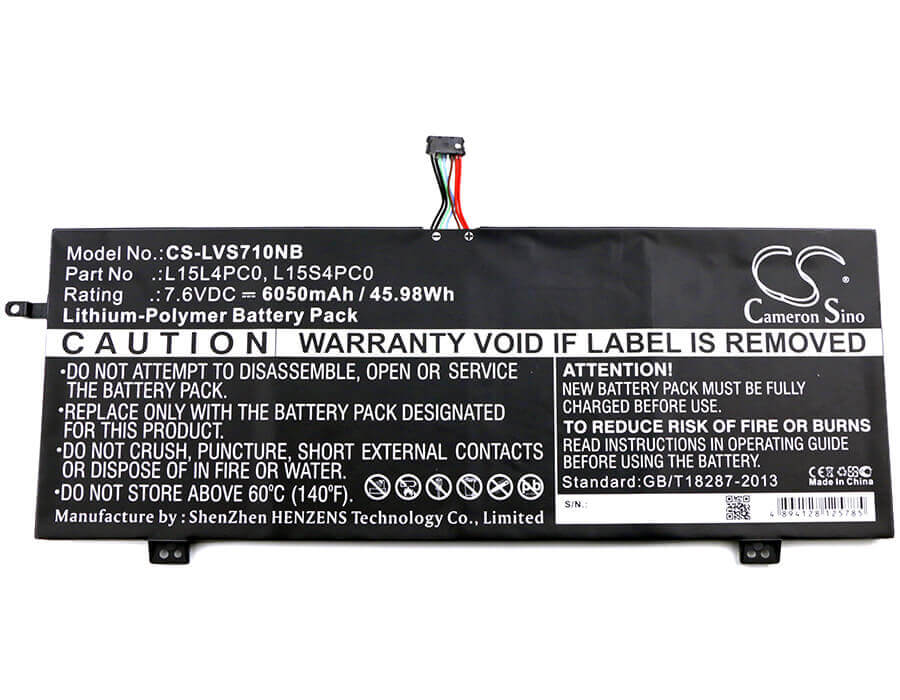 Battery For Lenovo, Ideapad 710s 7.6v, 6050mah - 45.98wh Notebook, Laptop Cameron Sino Technology Limited   