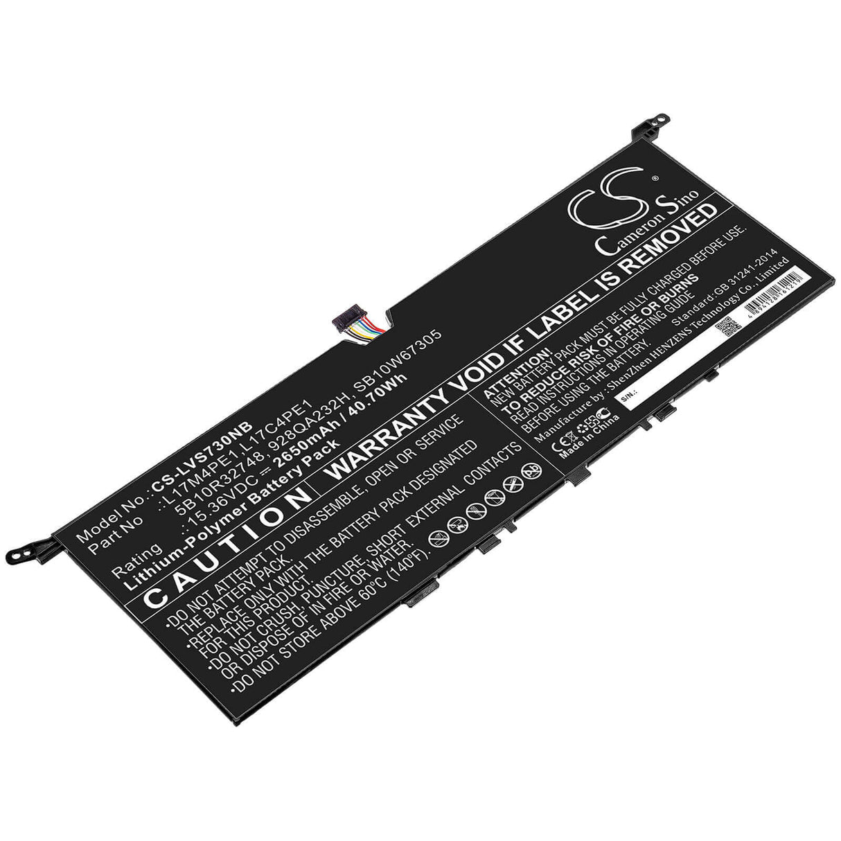 Notebook Battery For Lenovo, Ideapad 730s 13, Ideapad 730s-13iwl, Yoga S730 15.36v, 2650mah - 40.70wh Notebook, Laptop Cameron Sino Technology Limited
