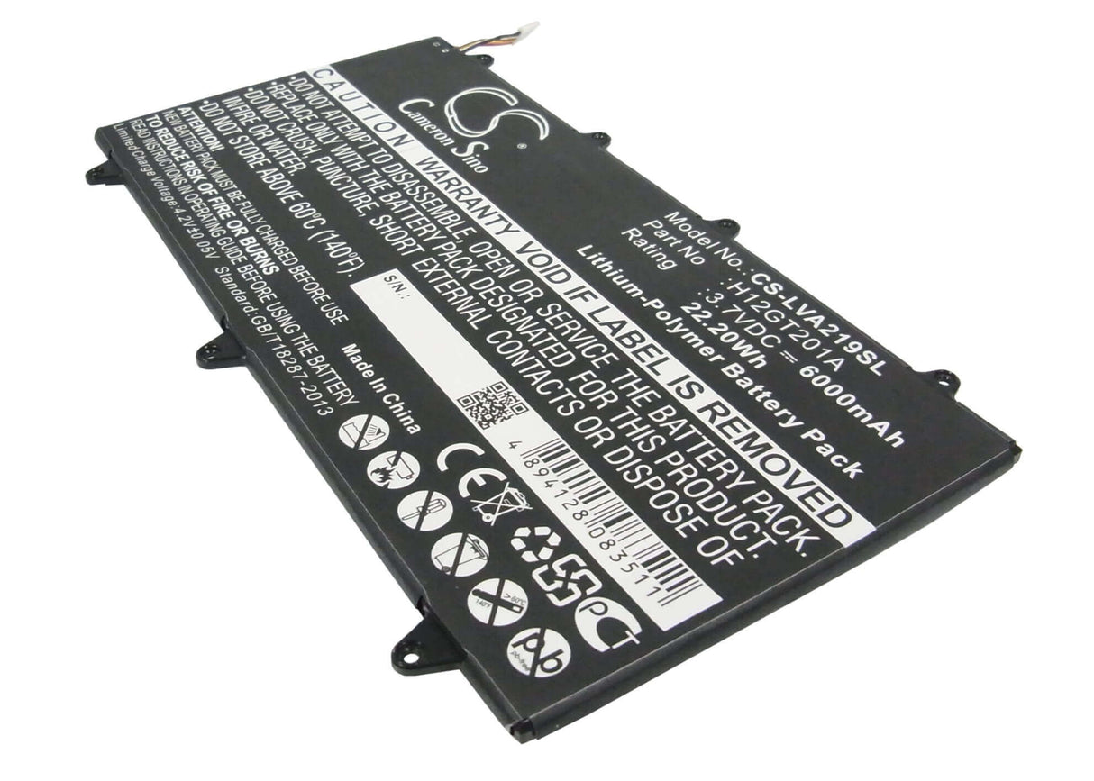 3.7V, Li-Polymer, 6000mAh, Tablet battery fits Lenovo, H12gt201a, A2109a-f, Ideapad A2109, 22.20Wh Tablet Cameron Sino Technology Limited