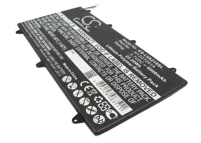 3.7V, Li-Polymer, 6000mAh, Tablet battery fits Lenovo, H12gt201a, A2109a-f, Ideapad A2109, 22.20Wh Tablet Cameron Sino Technology Limited