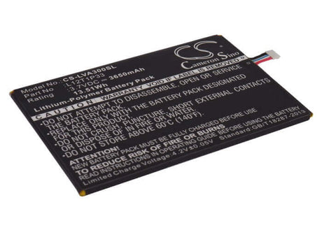 3.7V, Li-Polymer, 3650mAh, Tablet battery fits Lenovo, L12d1p31, Ideapad A1000l-f60041, Ideapad A1010, 13.51Wh Tablet Cameron Sino Technology Limited