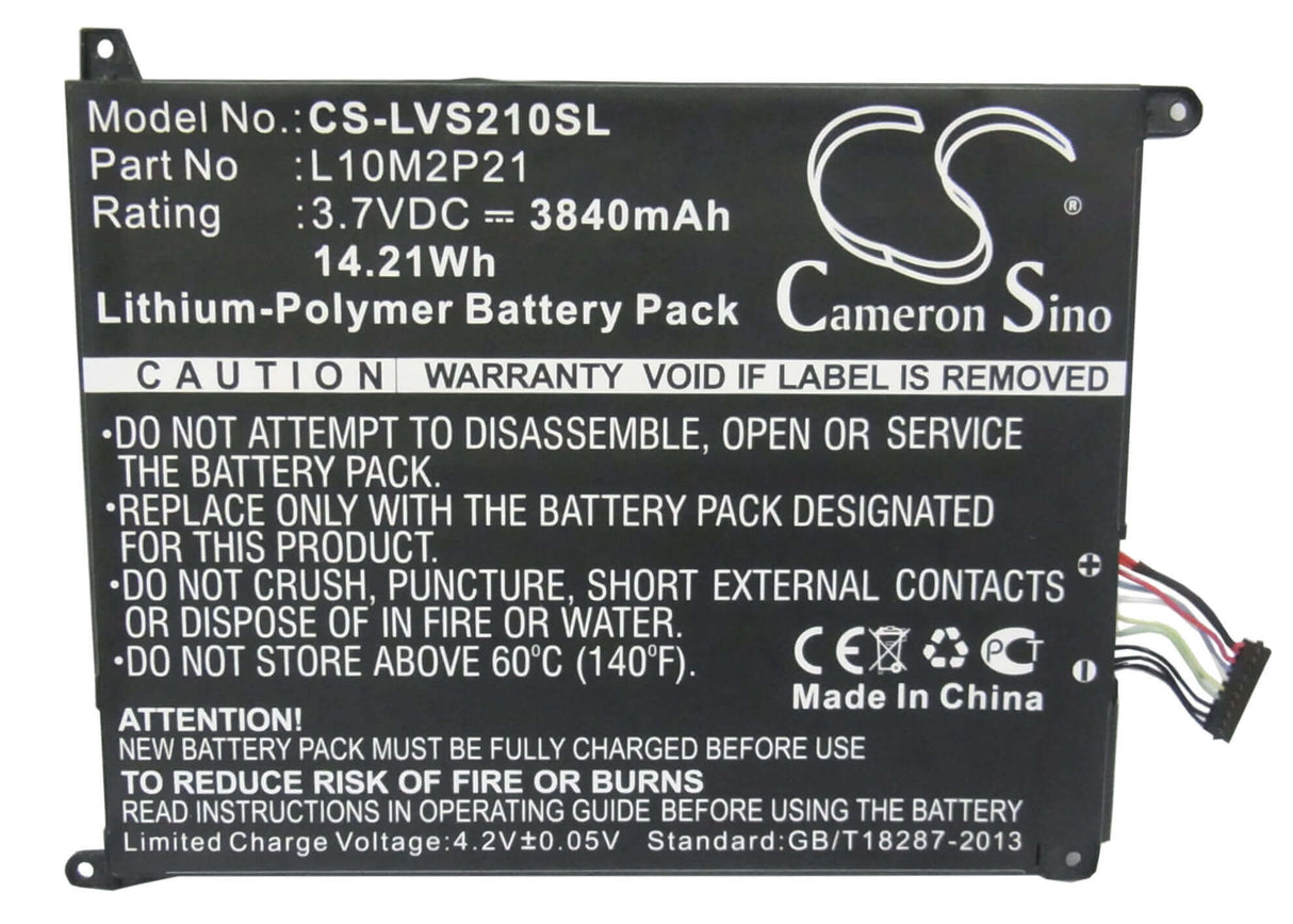 3.7V, Li-Polymer, 3840mAh, Tablet battery fits Lenovo, 1icp04/45/107-2, Ideapad S2007, Ideapad S2007a, 14.21Wh Tablet Cameron Sino Technology Limited (Suspended)