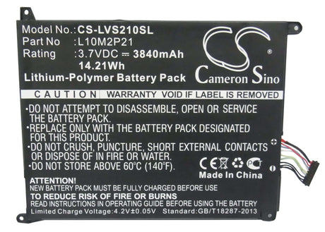3.7V, Li-Polymer, 3840mAh, Tablet battery fits Lenovo, 1icp04/45/107-2, Ideapad S2007, Ideapad S2007a, 14.21Wh Tablet Cameron Sino Technology Limited (Suspended)