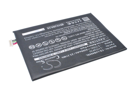 3.7V, Li-Polymer, 6300mAh, Tablet battery fits Lenovo, L11c2p32, A7600, Ideapad A10-70, 23.31Wh Tablet Cameron Sino Technology Limited