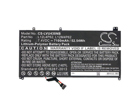 Battery For Lenovo, Ideapad U330t, Ideapad U430, Ideapad U430 Touch-5937 7.4v, 7100mah - 52.54wh Notebook, Laptop Cameron Sino Technology Limited   