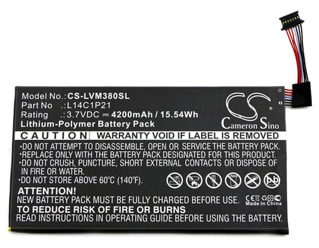 3.7V, Li-Polymer, 4200mAh, Tablet battery fits Lenovo, L14c1p21, Ideatab Miix 3, Miix3-830, 15.54Wh Tablet Cameron Sino Technology Limited