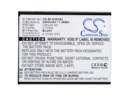 3.7V, Li-ion, 2000mAh, SmartPhone battery fits Lenovo, Bl243, K3 Note, K50-t3s, 7.4Wh Mobile, SmartPhone Cameron Sino Technology Limited (Smartphone)