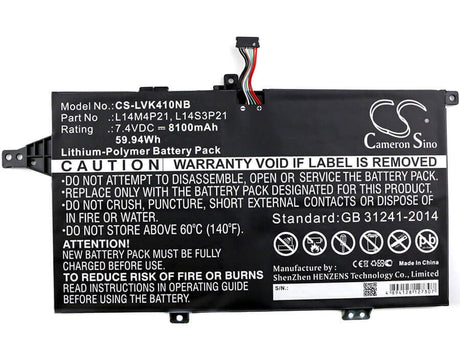 Battery For Lenovo, K41-70, M41-70, M41-70a-ith 7.4v, 8100mah - 59.94wh Batteries for Electronics Cameron Sino Technology Limited (Suspended)   
