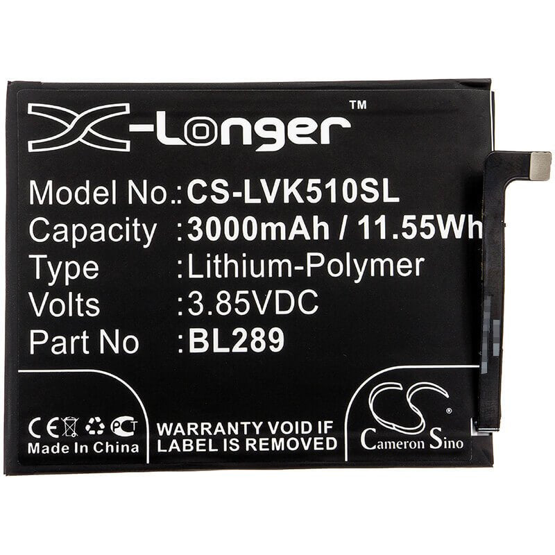 3.85V, Li-Polymer, 3000mAh, SmartPhone battery fits Lenovo, Bl289, K5 Play, L38021, 11.55Wh Mobile, SmartPhone Cameron Sino Technology Limited (Smartphone)