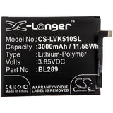 3.85V, Li-Polymer, 3000mAh, SmartPhone battery fits Lenovo, Bl289, K5 Play, L38021, 11.55Wh Mobile, SmartPhone Cameron Sino Technology Limited (Smartphone)