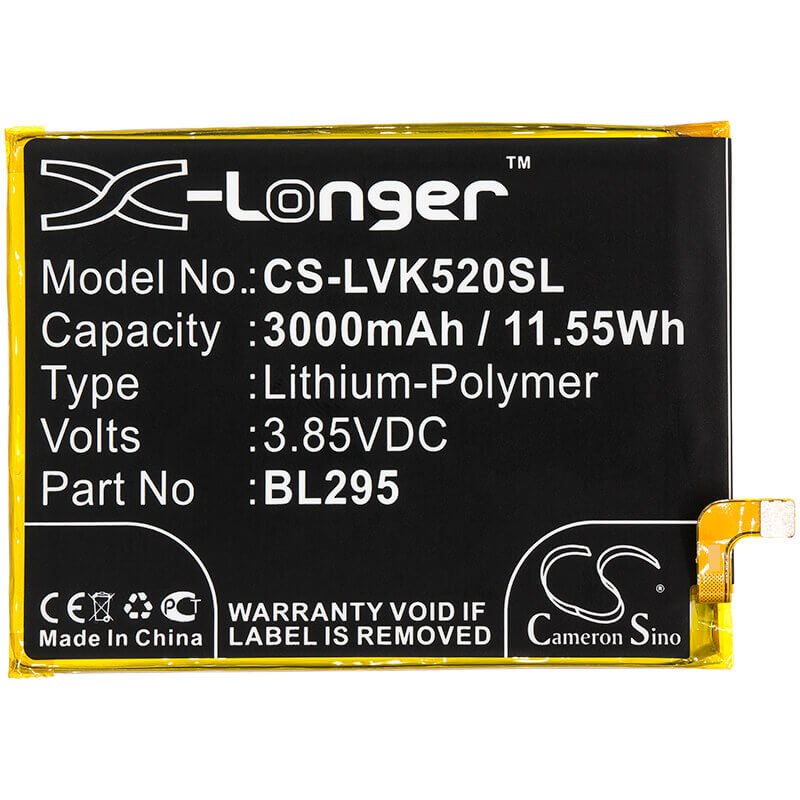 3.85V, Li-Polymer, 3000mAh, SmartPhone battery fits Lenovo, Bl295, K5s, K5s Td-lte Dual Sim, 11.55Wh Mobile, SmartPhone Cameron Sino Technology Limited (Smartphone)
