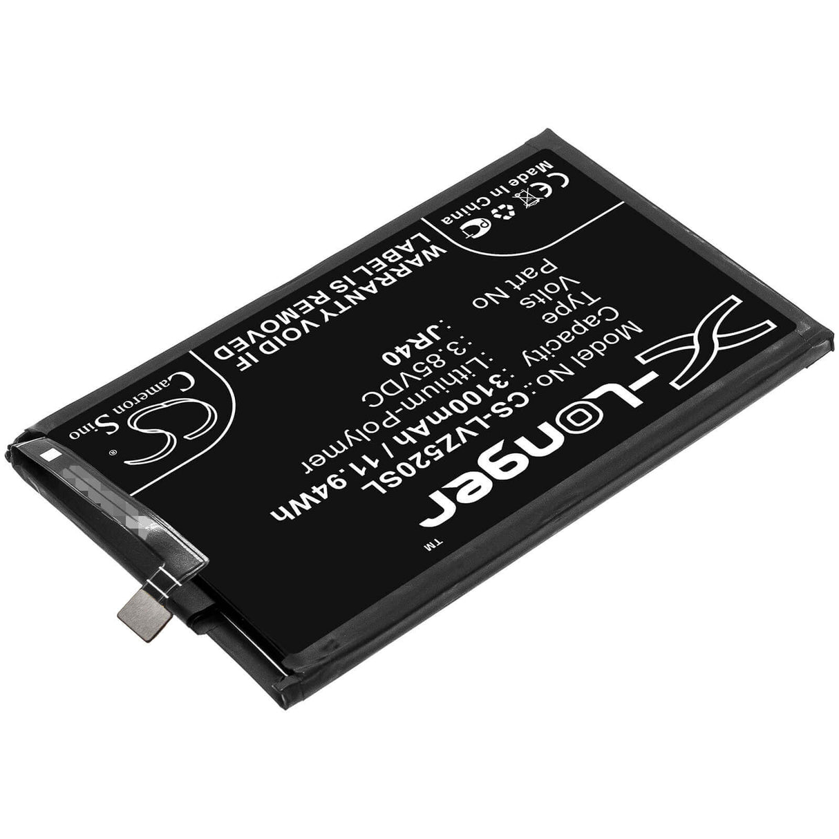 3.85V, Li-Polymer, 3100mAh, SmartPhone battery fits Lenovo, Jr40, L78031, L78032, 11.94Wh Mobile, SmartPhone Cameron Sino Technology Limited (Smartphone)