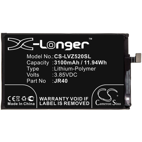 3.85V, Li-Polymer, 3100mAh, SmartPhone battery fits Lenovo, Jr40, L78031, L78032, 11.94Wh Mobile, SmartPhone Cameron Sino Technology Limited (Smartphone)