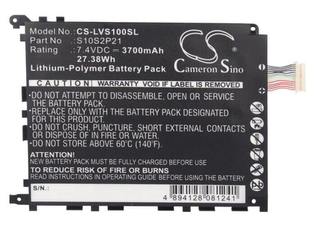 7.4V, Li-Polymer, 3700mAh, Tablet battery fits Lenovo, S10s2p21, Lepad S1, Lepad Y1011, 27.38Wh Tablet Cameron Sino Technology Limited