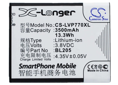 SmartPhone Battery For Lenovo P770 3.8v, 3500mah - 13.30wh Mobile, SmartPhone Cameron Sino Technology Limited (Smartphone)