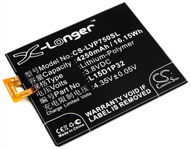 3.8V, Li-Polymer, 4250mAh, SmartPhone battery fits Lenovo, L15d1p32, Pb1-750, Pb1-750m, 16.15Wh Mobile, SmartPhone Cameron Sino Technology Limited (Smartphone)