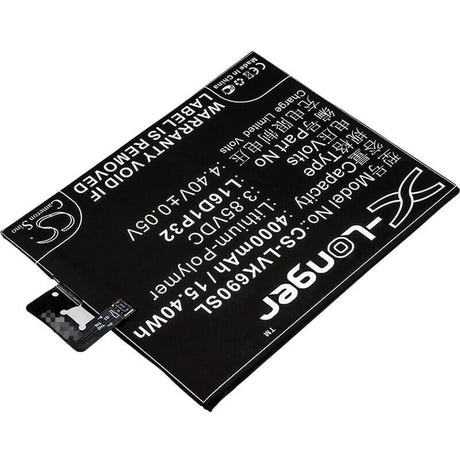 3.85V, Li-Polymer, 4000mAh, SmartPhone battery fits Lenovo, L16d1p32, Pb2-670n, Pb2-690n, 15.4Wh Mobile, SmartPhone Cameron Sino Technology Limited (Smartphone)